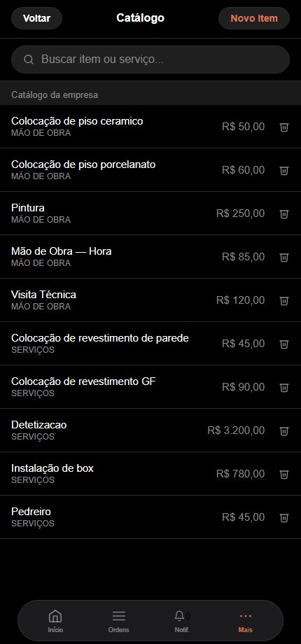 Tela do Catálogo de serviços do FABRIX